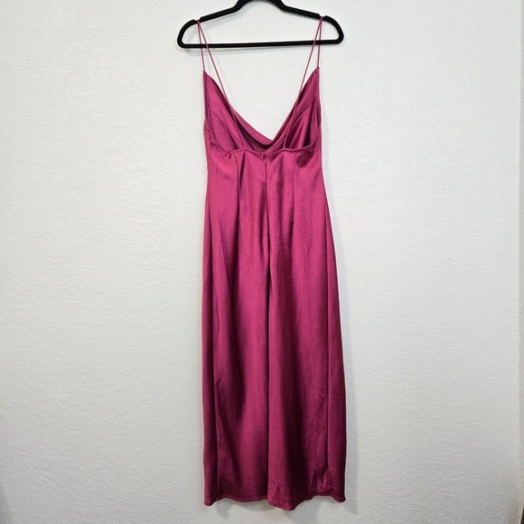 Lioness Walk The Line Midi Dress US 6 AU 10 Pink Cowl Neck Slip Slit - Picture 5 of 7